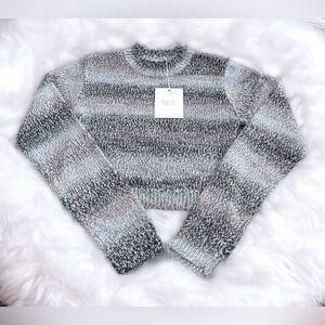 NWT NIA blue & gray cropped sweater size small
